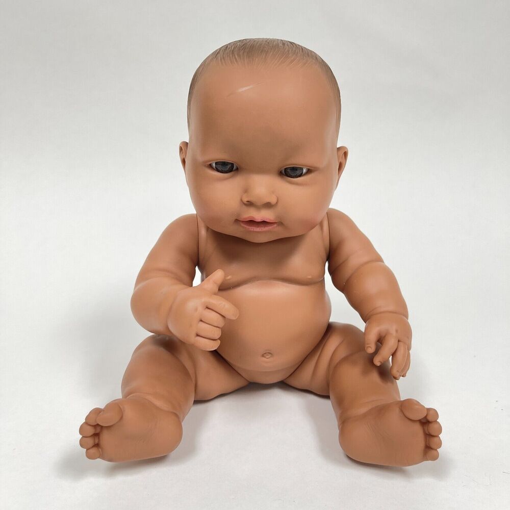 Berenguer Dark Skin Baby Doll Amber Brown Eyes 14" tall